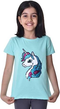 Einhorn1 Kinder Mädchen T-Shirt Bluse Kurzarm Grün 122-128 von Generisch