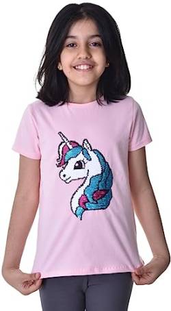 Einhorn1 Kinder Mädchen T-Shirt Bluse Kurzarm Rosa 122-128 von Generisch