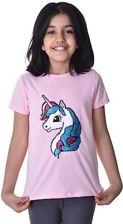 Einhorn1 Kinder Mädchen T-Shirt Bluse Kurzarm Rosa 134-140 von Generisch