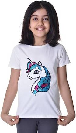 Einhorn1 Kinder Mädchen T-Shirt Bluse Kurzarm Weiß 134-140 von Generisch