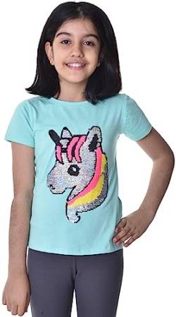 Einhorn2 Kinder Mädchen T-Shirt Bluse Kurzarm Grün 122-128 von Generisch