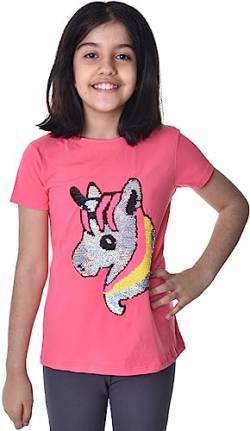 Einhorn2 Kinder Mädchen T-Shirt Bluse Kurzarm Pink1 134-140 von Generisch