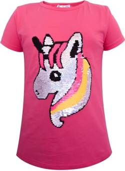 Einhorn4 Kinder Mädchen T-Shirt Bluse Kurzarm Pink1 140-146 von Generisch