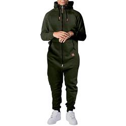 Einteiler Männer Reine Farbe Spleißen Herbst Winter Casual Hoodie Print Zipper Print Jumpsuit Herren Schlafanzug Lustig (AG, XXXL) von Generisch