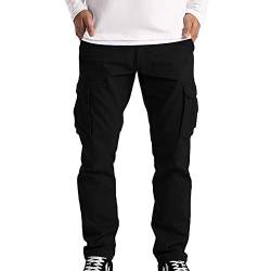 Freizeithose Herren Cargohose Lang Stretch Laufhose Passform Arbeitshose Straight Sporthose Seitentaschen Jogginghose Gummizug Fahradhosen Lockere Übergröße Trousers Atmungsaktiv Einsatzhose von Generisch