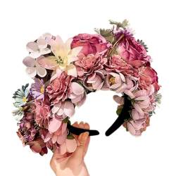 Frühlings-Bohemian-Blumenkrone, Strandblumen, Girlanden, Rosen-Blumen-Haarband, Hochzeitskränze für Frauen und Bidal von Generisch