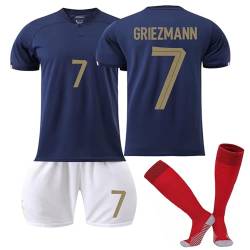 Generisch 22/23 Frankreich Fußballtrikot，Hause/Auswärts Fußball Trikots Shorts Socken Set, Erwachsene/Kinder Fussball Jersey Trainingsanzug von Generisch