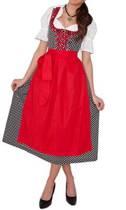 Generisch 3 TLG. DIRNDL MIT SCHÜRZE UND BLUSE SCHWARZ-ROT GR. 48 0318 (48) von Generisch