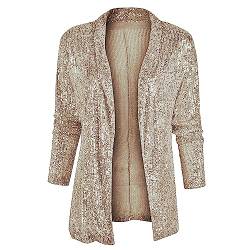 Generisch Anzug Pailletten Damen Offene Blazer Business Casual Cropped Blazerjacke Langarm Leicht Jacke Mantel Strickjacke Cardigan Damen Halloween Karneval Weihnachten Kostüm Glitzer Blazer von Generisch