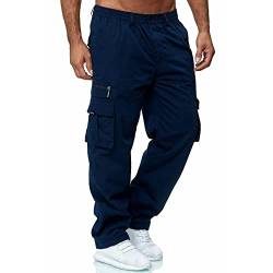 Generisch Arbeitslatzhose Herren, Taktische Hose, Wasserabweisende Ripstop-Leichte Wandernhose, Outdoorbekleidung Mit Multi Taschen Latzhose Herren Arbeitshose Männer Stretch Workwear (M, Navy) von Generisch