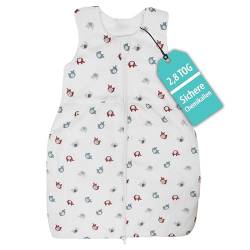 Generisch Baby-Schlafsack 2.8 TOG aus 100%-Baumwolle in Bioqualität, Hypoallergen, Atmungsaktiv, Warm & Sicher, Ideal für Neugeborene u. Kleinkinder 6-12 Monate, Ganzjahres Schlummersack 70cm von Generisch