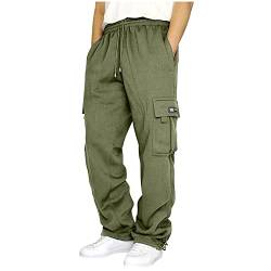 Generisch Baggy Jogginghose Herren Breite Jogging Hose Weites Bein Baumwolle Elastische Taille Sweatpants Lang Sporthose Sweat Pants Men Winter Warme Männer Sweathose Mit Taschen C4- Grün 5XL von Generisch