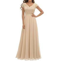 Generisch Ballkleider Damen Elegant Maxi Lang Abendkleid V-Ausschnitt Hochzeit Brautjungfernkleider Damen Elegant Lange Ballkleider Brautjungfer Kleid Jugendweihe Kleider Langes Kleid von Generisch