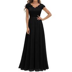 Generisch Ballkleider Damen Elegant Maxi Lang Abendkleid V-Ausschnitt Hochzeit Brautjungfernkleider Damen Elegant Lange Ballkleider Brautjungfer Kleid Jugendweihe Kleider Langes Kleid von Generisch