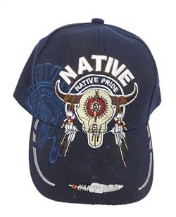 Generisch Baseballcap Cap mit Schild Native Pride Bestickt mit Longhorn (Blau) von Generisch