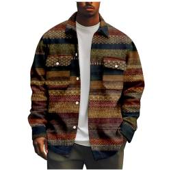 Generisch Baumfäller Jacke Herren Gefüttert, Kariert Warm Wattiert Holzfällerhemd Atmungsaktiv Dicke Vintage Plaid Freizeitjacke Winter Herbst Rot Weiss Flannel Fleece (XXL, Braun) von Generisch