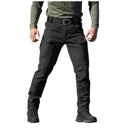 Generisch Cargo Hosen Herren, Für Männer Outdoor Arbeitshose Mit Multi Taschen Latzhose Herren Schnittschutzhose Arbeitshosen Blau Schnittfest Men Orange Maurer Tactical (S, Schwarz) von Generisch