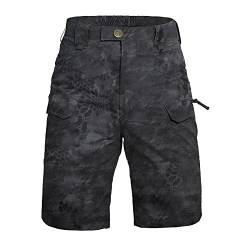 Generisch Cargo Hosen Herren, Kurze Shorts Herren Sommer Mit Taschen Shorts Men Cargojeans Kurz 3/4 Hose Bermuda Shorts Jeans Cargohose Männer-Shorts Vintage Seitentaschen Sport (L, Black) von Generisch