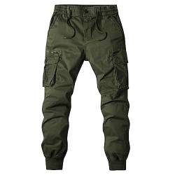 Generisch Cargo Hosen Männer, Men's Summer Casual Fashion Overalls Loose Camouflage Straight Leg Overalls Arbeitshosen Männer Latzhose Stichfeste Kleidung Weiße Arbeitshose Cordhose (L, Dark Green) von Generisch