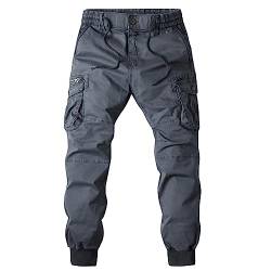 Generisch Cargo Hosen Männer, Men's Summer Casual Fashion Overalls Loose Camouflage Straight Leg Overalls Taktische Hose Männer Strauß Arbeitskleidung Weimmer Für Kurz Herrenhosen Übergröße (L, Grau) von Generisch