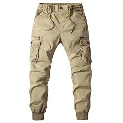 Generisch Cargo Shorts Herren, Men's Summer Casual Fashion Overalls Loose Camouflage Straight Leg Overalls Taktische Hose Linen Pants Men Karierte Männer Jeans Stretch Übergröße Eboy Mit (L, Khaki) von Generisch