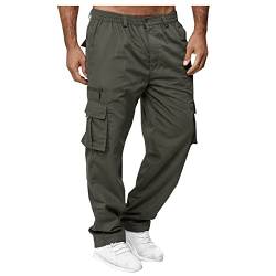 Generisch Cargohose Herren, Arbeitshosen Casual Cargohose Jogging Sporthose Elastische Taille Tooling Light Hiking Large Outdoorhose Sweatpants Mit Taschen Einfarbiges Stretch (3XL, Armeegrün) von Generisch