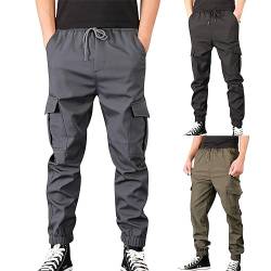 Generisch Cargohose Herren, Fashion Men's Casual Mid Waist Solid Color Pockets Outdoor Pants Mückenschutz Kleidung Arbeitshosen Männer Lang 146 Pluderhose Hippie Leinenhosen Engelbert (M, Grün) von Generisch