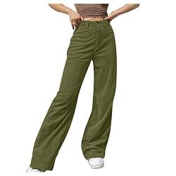 Generisch Damen Cordhose: High Waist Stretch Herbst Winter Breitcord Hose Freizeithose Locker 44 Bequem Lang Kordhose Cord Hose Elegant Weites Bein Cordhose Schlaghose von Generisch