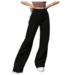 Generisch Damen Cordhose: High Waist Stretch Herbst Winter Breitcord Hose Freizeithose Locker 44 Bequem Lang Kordhose Cord Hose Elegant Weites Bein Cordhose Schlaghose von Generisch