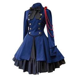 Generisch Damen Mittelalter Kleidung Damen Puffärmel mit Bodenlänge Kleider Karneval Gothic Kleid Damen Karneval Kleider Trompetenärmel Gothic Retro Kleider Elegant Court Mittelalter Kleidung Frauen von Generisch