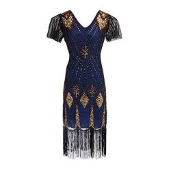 Generisch Damen Pailletten 1920s Kleid Flapper Charleston Kleid Pailletten Perlen Fransen Gatsby Kostüm Kleid 20er Jahre Cocktailkleid Abendkleid Partykleid Damen Fasching Kostüm Kleid von Generisch