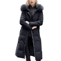 Generisch Damen Steppjacke Warm Zipp Winterjacke Mit Gürtelbeutel Gesteppt Mantel Warm Extra Lang Jacke Pelzmantel Damen Damen Mantel Winter Wolle Jacke Damen Beige Braun von Generisch