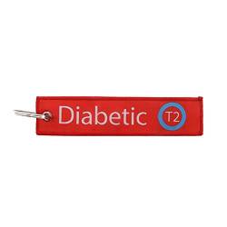 Generisch Diabetes Typ 2 Schlüsselanhänger Diabetiker T2 Diabetic Keychain ROT von Generisch