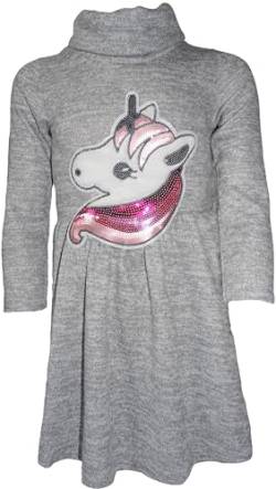 Generisch Einhorn Unicorn Mädchen Kinder Pulloverkleid Pailletten Kleid Pulli Kleidung Langarm Sweatshirt Langpullover Winterkleid SuknelesGrau104-110 von Generisch