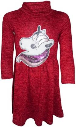 Generisch Einhorn Unicorn Mädchen Kinder Pulloverkleid Pailletten Kleid Pulli Kleidung Langarm Sweatshirt Langpullover Winterkleid SuknelesRot134-140 von Generisch