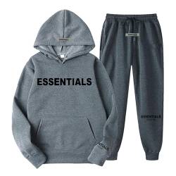 Generisch Essentials Hoodie, Doppellinie Geklebte 3D-Buchstaben Hip Hop Paare Pullover Sportbekleidung, Unisex-Fleece-Sweatshirt Mit Kapuze von Generisch
