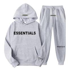 Generisch Essentials Hoodie, Doppellinie Geklebte 3D-Buchstaben Hip Hop Paare Pullover Sportbekleidung, Unisex-Fleece-Sweatshirt Mit Kapuze von Generisch