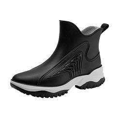 Generisch Gummistiefel Damen, 42 Atmungsaktiv Halbhoch Chelsea Boots Regenstiefel Leicht Anti-Rutsch Gummisohlen Sommer Stiefeletten Cowboystiefel Mit Absatz Weiter Schaft Wasserdicht Reitstiefel von Generisch