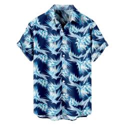 Generisch Hawaiihemden Für Männer, Kurzarm Sommer Hawaii-Print Freizeit Funky Hawaiihemd Strand Dart Hemd Männer Men Custom Hawaiian Shirt Gelb Kostüme Herren Strandoutfit Shirts (5XL, Dark Blue) von Generisch