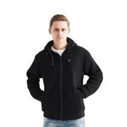 Generisch Heizly - Beheizbarer Zip Hoodie Unisex | USB Anschluss, 3 Heizzonen & 10h Wärme | Beheizter Reißverschlusspullover aus Baumwolle mit Kapuze für Herren & Damen | Schwarz, Größe: L von Generisch