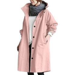 Generisch Herbst Jacken Für Damen Windbreaker Elegant Langarm Lange Jacke mit Kapuze Übergangsjacke Atmungsaktiv Parka Leichte Herbst Mantel von Generisch