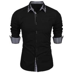 Generisch Herren-Hemd - Slim-Fit Herren-Hemden - Langarm-Hemden Männer Freizeit-Hemd Business Long Shirts Herren Hemd Schwarz Herren Regular Fit 3XL Freizeithemden Herren Langarm von Generisch