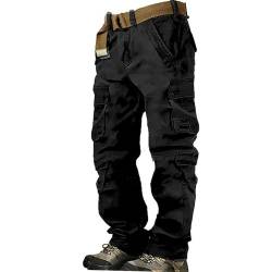 Generisch Herren Hose Lang Regular Fit Hose Skinny Pumphose Stretch Straight Sport Hose Jogger Cargo Pants Hose Herren Wanderhose Cargo Herren Hose Cargohose MäNner Jeans Hosen Herren Schwarz Cargo von Generisch