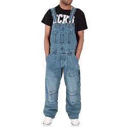 Generisch Herren Latzhose Denim Blau Arbeitshose Latzhose Casual Overalls Jeans Mode Herren Jeans, Latzhose Slim Fit Lang Hose Denim Jumpsuit Vintage Overall Workwear Männer Cargohose Freizeithose von Generisch