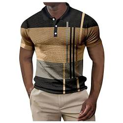 Generisch Herren Poloshirt Kurzarm Waffel T-Shirt Männer Sommer Hemd Sport Shirts Kariert Polo Shirt Golf Polos Men's Polos T-Shirt Herren Callaway Golf von Generisch