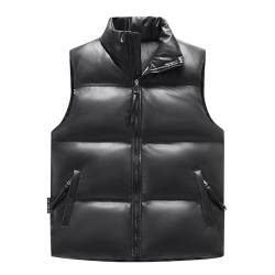 Generisch Herren Steppweste, Herbst Und Winter Stehkragen Sport Lässig Tank Top Feste Farbe Warme Weste Daunenjacke Outdoor Westen Kleidung Damen Dünn Männer Schwarz Heizpullover (M, Schwarz) von Generisch