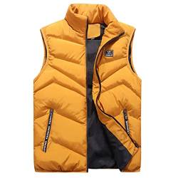 Generisch Herren Weste, Outdoor Wasserdichte Softshell Ärmellose Jacke Mit Reißverschluss Taschen Daunenweste Sommer Jagdweste Herrenweste Kapuze Trachtenweste Blau Schwarz (3XL, Yellow) von Generisch