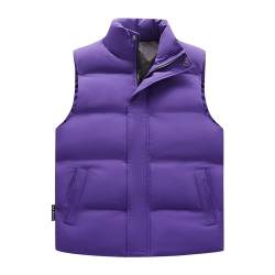 Generisch Herren-Westen, Steppweste Und Winter Stehkragen Sport Lässig Tank Top Feste Farbe Warme Weste Für Bodywarmer Männer Daunenweste Blau Kapuze Schwarz Xl Westen (M, Lila) von Generisch