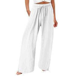 Generisch Hose Damen Sommer Leicht, Festival Outfit Hosen Damen Sporthose Frauen Sport Hosen Frauen Weite Hose Damen Sommer Hippie Wickelhose Outfit Kargo Pull On Hose Damen Motorrad Frauen (Weiß,XL) von Generisch