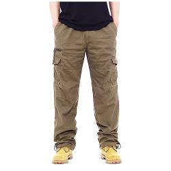 Generisch Hose Herren,-Hosen Casual Fashion Cargo Hosen Loose Solid Color Jeans for Men Cargohose Lang Leinhosen Beinabschluss Northern Frontier Stretch Jeans Linen Pants Fit Jeans (XL, Ginger) von Generisch